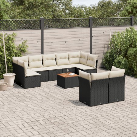 Set de sofás de jardín 10 pzas cojines ratán sintético negro de , Conjuntos de jardín - Ref: Foro24-3223809, Precio: 535,05 €...