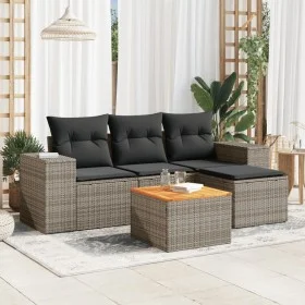 Juego de sofás jardín con cojines 5 pzas ratán sintético gris de , Conjuntos de jardín - Ref: Foro24-3225416, Precio: 303,87 ...