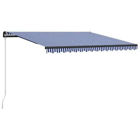Toldo manual retráctil azul y blanco 450x300 cm de , Toldos - Ref: Foro24-3055194, Precio: 338,34 €, Descuento: %