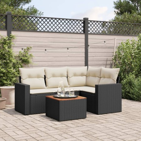 Set de muebles de jardín 5 pzas y cojines ratán sintético negro de , Conjuntos de jardín - Ref: Foro24-3224103, Precio: 299,5...