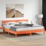 Estructura cama con cabecero madera pino marrón cera 200x200 cm de , Camas y somieres - Ref: Foro24-3216202, Precio: 220,49 €...