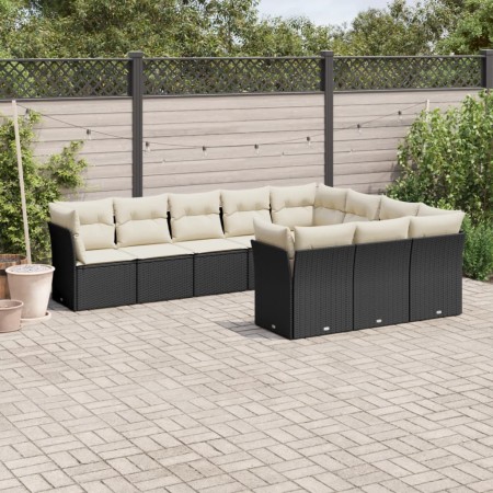 Set de sofás de jardín 10 pzas cojines ratán sintético negro de , Conjuntos de jardín - Ref: Foro24-3250055, Precio: 592,08 €...