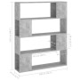 Estantería divisor de espacios gris hormigón 100x24x124 cm de , Librerías y estanterías - Ref: Foro24-809192, Precio: 68,56 €...