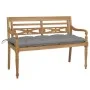 Banco Batavia de teca maciza con cojín gris 120 cm de , Bancos de jardín - Ref: Foro24-3062170, Precio: 229,09 €, Descuento: %