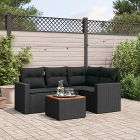 Set de muebles de jardín 5 pzas y cojines ratán sintético negro de , Conjuntos de jardín - Ref: Foro24-3224102, Precio: 336,8...