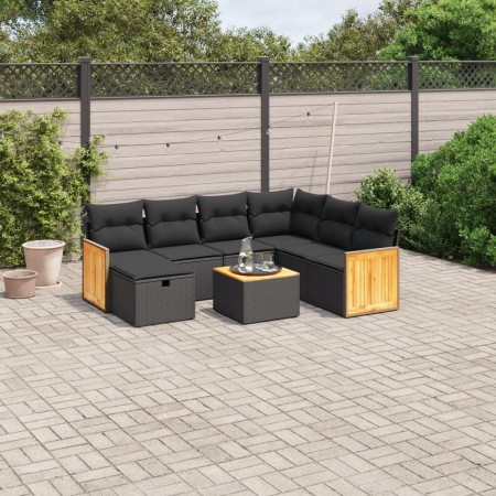 Set de sofás de jardín 8 piezas y cojines ratán sintético negro de , Conjuntos de jardín - Ref: Foro24-3265766, Precio: 480,4...