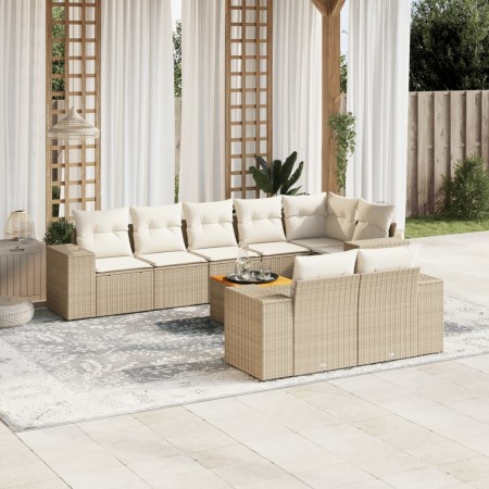 Set de sofás de jardín 9 pzas con cojines ratán sintético beige de , Conjuntos de jardín - Ref: Foro24-3225533, Precio: 640,9...