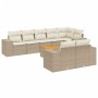 Set de sofás de jardín 9 pzas con cojines ratán sintético beige de , Conjuntos de jardín - Ref: Foro24-3225533, Precio: 640,9...