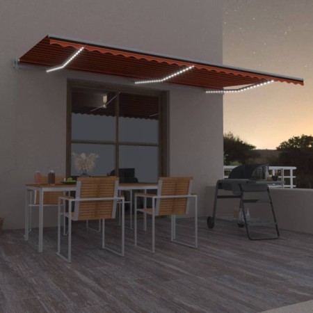 Toldo automático LED sensor de viento naranja marrón 600x300 cm de , Toldos - Ref: Foro24-3068975, Precio: 883,02 €, Descuent...