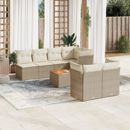 Juego de sofás de jardín con cojines beige 8 pzas ratán PE de , Conjuntos de jardín - Ref: Foro24-3223517, Precio: 527,43 €, ...