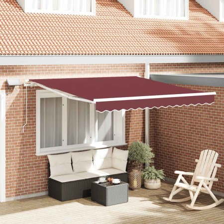Toldo retráctil manual con luces LED burdeos 300x250 cm en Toldos | Comprar online en Foru.es