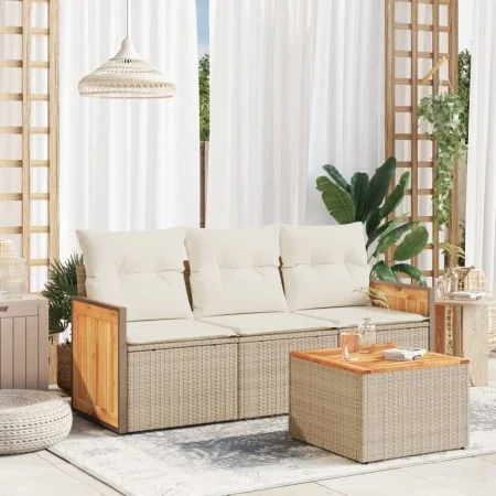 Juego de sofás jardín con cojines 4 pzas ratán sintético beige by , Garden sets - Ref: Foro24-3259846, Price: 289,41 €, Disco...