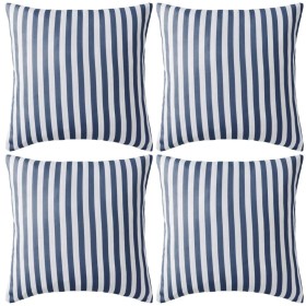 Cojines para exterior a rayas 45x45 cm azul marino 4 unidades de , Cojines - Ref: Foro24-132307, Precio: 54,29 €, Descuento: %