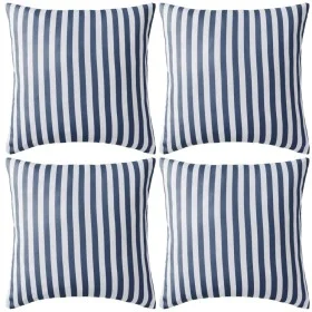 Cojines para exterior a rayas 45x45 cm azul marino 4 unidades de , Cojines - Ref: Foro24-132307, Precio: 55,82 €, Descuento: %