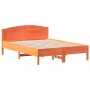 Estructura cama con cabecero madera pino marrón cera 135x190 cm de , Camas y somieres - Ref: Foro24-842609, Precio: 131,13 €,...