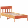Estructura cama con cabecero madera pino marrón cera 90x190 cm de , Camas y somieres - Ref: Foro24-842677, Precio: 91,15 €, D...