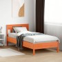 Estructura cama con cabecero madera pino marrón cera 90x190 cm de , Camas y somieres - Ref: Foro24-842677, Precio: 91,15 €, D...