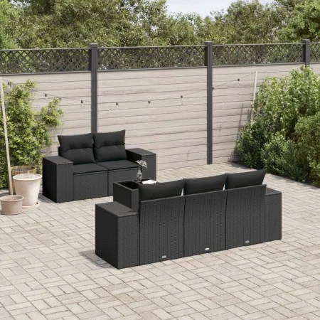6-piece garden sofa set and black synthetic rattan cushions by , Modular outdoor sofas - Ref: Foro24-3222294, Price: 532,62 €...
