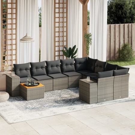Set de sofás de jardín 10 pzas con cojines ratán sintético gris de , Conjuntos de jardín - Ref: Foro24-3225612, Precio: 598,5...