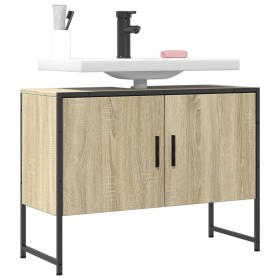 Armario lavabo baño madera ingeniería roble Sonoma 80x33x60 cm de , Tocadores - Ref: Foro24-842462, Precio: 55,01 €, Descuent...