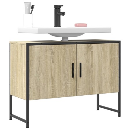 Armario lavabo baño madera ingeniería roble Sonoma 80x33x60 cm de , Tocadores - Ref: Foro24-842462, Precio: 55,01 €, Descuent...