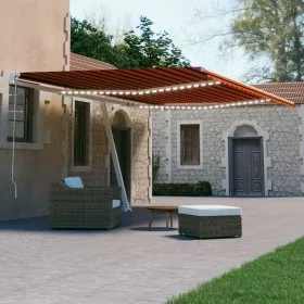 Toldo automático LED sensor de viento naranja marrón 600x300 cm de , Toldos - Ref: Foro24-3069615, Precio: 906,82 €, Descuent...