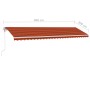 Toldo automático LED sensor de viento naranja marrón 600x300 cm de , Toldos - Ref: Foro24-3069615, Precio: 998,95 €, Descuent...
