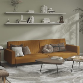 Sofá cama de 2 plazas terciopelo marrón de , Sofás - Ref: Foro24-375945, Precio: 268,52 €, Descuento: %