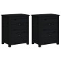 Mesitas de noche 2 uds madera maciza de pino negra 50x35x61,5cm de vidaXL, Mesitas de noche - Ref: Foro24-813688, Precio: 115...