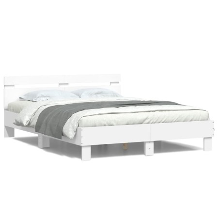 Estructura de cama con cabecero y luces LED blanco 140x190 cm de , Camas y somieres - Ref: Foro24-3207560, Precio: 178,57 €, ...