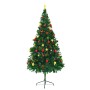 Árbol de Navidad preiluminado con luces y bolas verde 210 cm en Decoración Festiva y Estacional | Comprar online en Foru.es