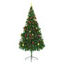 Árbol de Navidad preiluminado con luces y bolas verde 210 cm en Decoración Festiva y Estacional | Comprar online en Foru.es