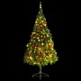 Árbol de Navidad preiluminado con luces y bolas verde 210 cm en Decoración Festiva y Estacional | Comprar online en Foru.es