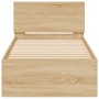 Estructura de cama cabecero luces LED roble Sonoma 90x190 cm de , Camas y somieres - Ref: Foro24-838836, Precio: 113,57 €, De...