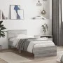 Bed frame headboard LED lights Sonoma gray 75x190 cm by , Beds and slatted bases - Ref: Foro24-838846, Price: 110,41 €, Disco...