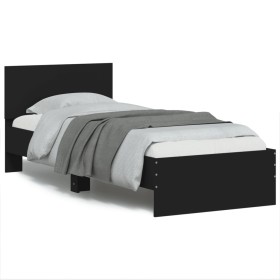 Estructura de cama con cabecero y luces LED negro 75x190 cm de , Camas y somieres - Ref: Foro24-838842, Precio: 111,73 €, Des...