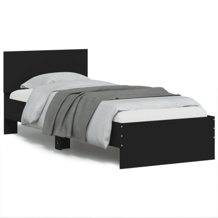 Estructura de cama con cabecero y luces LED negro 75x190 cm de , Camas y somieres - Ref: Foro24-838842, Precio: 111,73 €, Des...