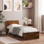 Estructura de cama cabecero luces LED roble ahumado 75x190 cm de , Camas y somieres - Ref: Foro24-838845, Precio: 109,64 €, D...