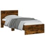 Estructura de cama cabecero luces LED roble ahumado 75x190 cm de , Camas y somieres - Ref: Foro24-838845, Precio: 109,64 €, D...