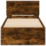 Estructura de cama cabecero luces LED roble ahumado 75x190 cm de , Camas y somieres - Ref: Foro24-838845, Precio: 109,64 €, D...
