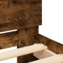 Estructura de cama cabecero luces LED roble ahumado 75x190 cm de , Camas y somieres - Ref: Foro24-838845, Precio: 109,64 €, D...