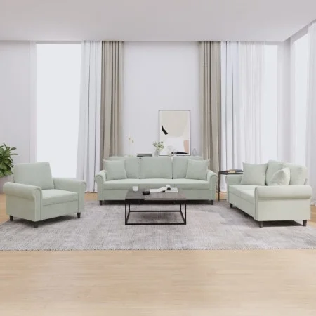 Sofa set with cushions 3 pieces light gray velvet by , Sofas - Ref: Foro24-3202190, Price: 781,16 €, Discount: %