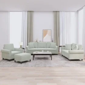 Sofagarnitur mit Kissen, 4-teilig, hellgrauer Samt von , Sofas - Ref: Foro24-3202200, Preis: 823,39 €, Rabatt: %