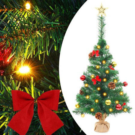 Árbol de Navidad preiluminado con luces y bolas verde 64 cm en Decoración Festiva y Estacional | Comprar online en Foru.es