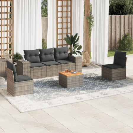 Set de muebles de jardín 6 pzas y cojines ratán sintético gris de , Conjuntos de jardín - Ref: Foro24-3225388, Precio: 348,41...