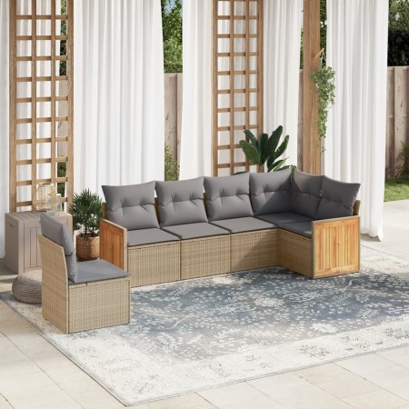 Juego de sofás jardín con cojines 6 pzas ratán sintético beige de , Conjuntos de jardín - Ref: Foro24-3260099, Precio: 405,48...