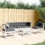 Set sofás jardín 5 pzas con cojines madera maciza pino blanco de , Conjuntos de jardín - Ref: Foro24-3216976, Precio: 585,10 ...