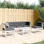 Set sofás jardín 5 pzas con cojines madera maciza pino blanco de , Conjuntos de jardín - Ref: Foro24-3216981, Precio: 577,96 ...