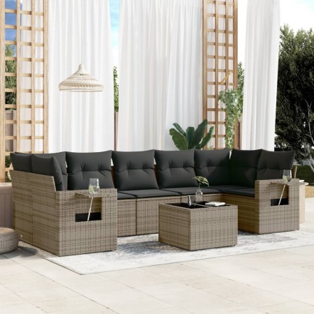 Set de sofás de jardín 8 pzas y cojines ratán sintético gris de , Conjuntos de jardín - Ref: Foro24-3252277, Precio: 503,55 €...