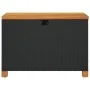 Caja de almacenaje jardín madera acacia ratán negro 80x40x48 cm de , Cajas de almacenaje para exteriores - Ref: Foro24-366282...